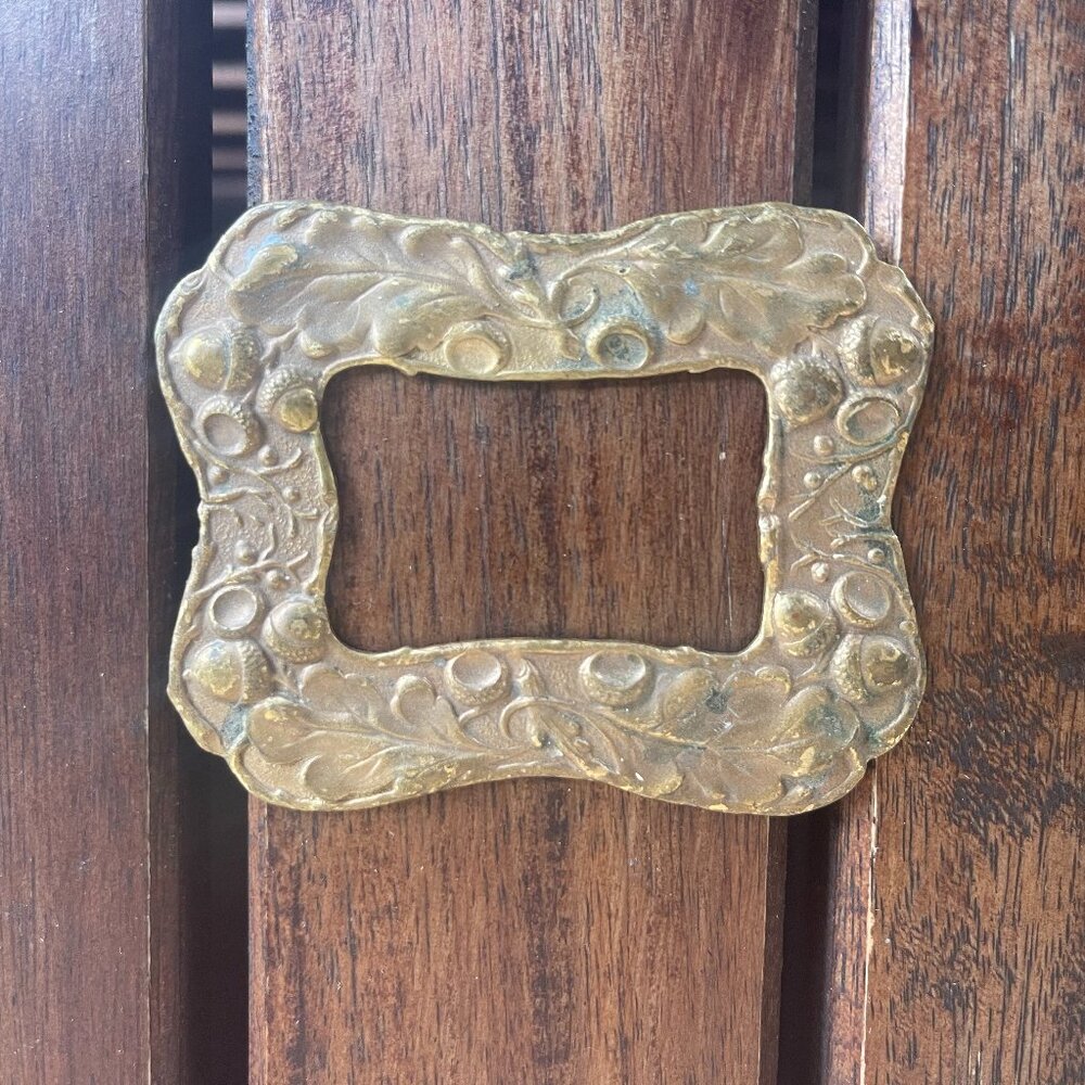 Floral Acorn Solid Brass Gold Leaf Frame Stamping Napkin Rings - Set of 4